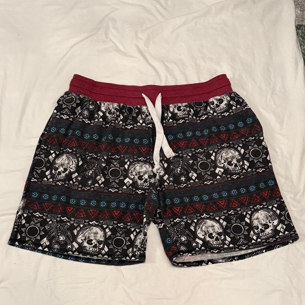 George Red and Gray Skull Pattern Shorts
